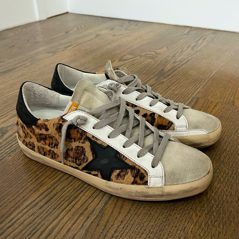 Golden Goose Superstar Leopard Calf Hair Sneakers